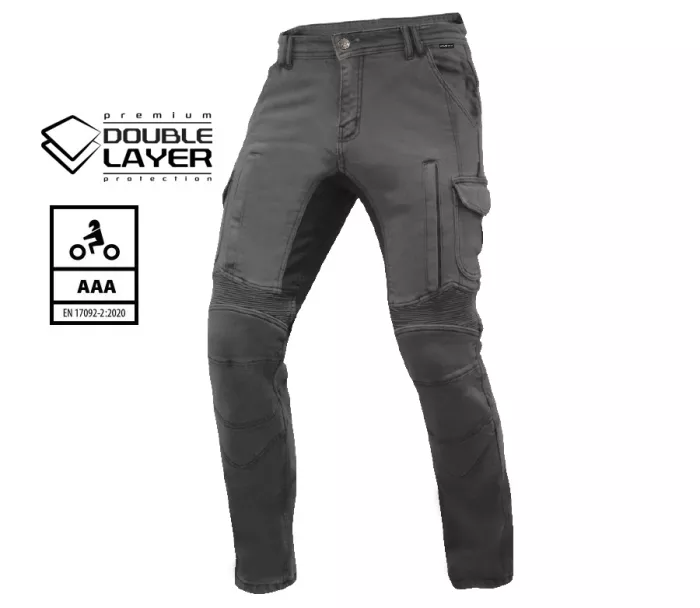 Pánské džíny na moto Trilobite Acid Scrambler doublelayer AAA grey