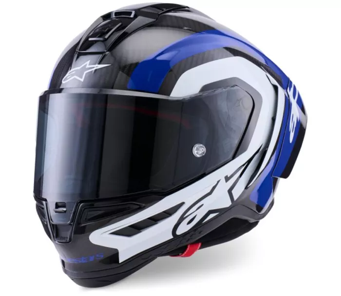 Závodní helma 2026 Alpinestars Supertech R10 Arius black/white/blue glossy