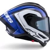 Závodní helma 2026 Alpinestars Supertech R10 Arius black/white/blue glossy
