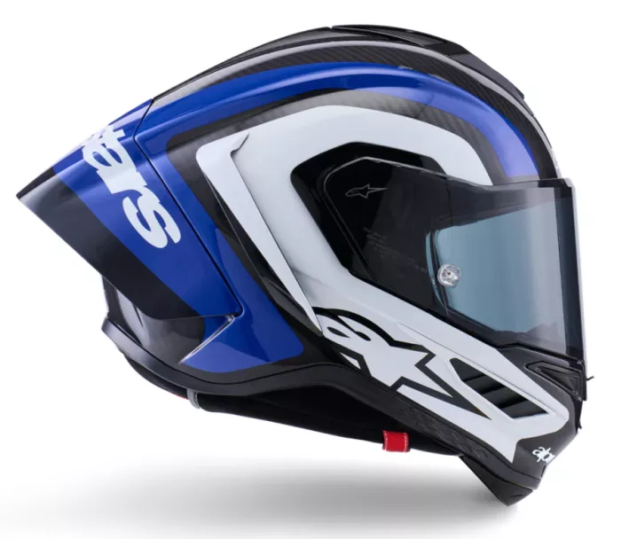 Závodní helma 2026 Alpinestars Supertech R10 Arius black/white/blue glossy