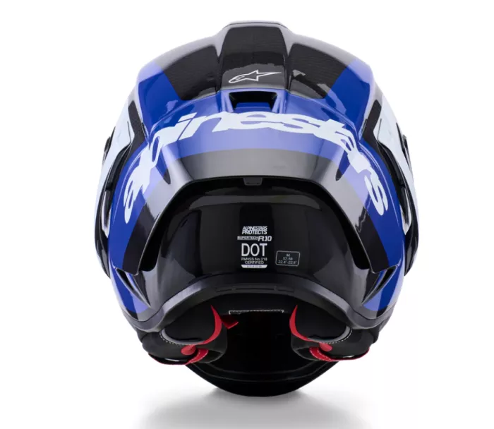 Závodní helma 2026 Alpinestars Supertech R10 Arius black/white/blue glossy