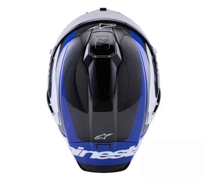Závodní helma 2026 Alpinestars Supertech R10 Arius black/white/blue glossy