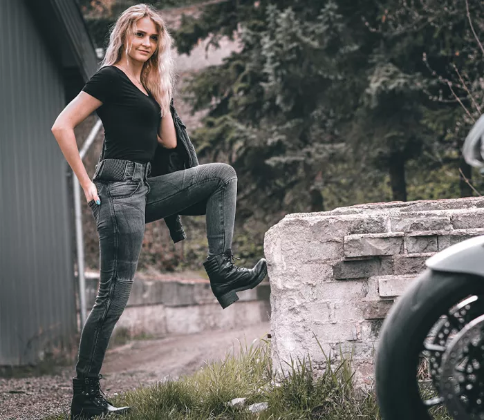 Dámské moto kalhoty Trilobite Bella ladies grey jeggins