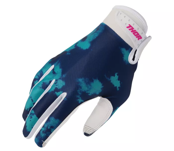 Dětské MX rukavice Thor Launchmode Bleach white/aqua