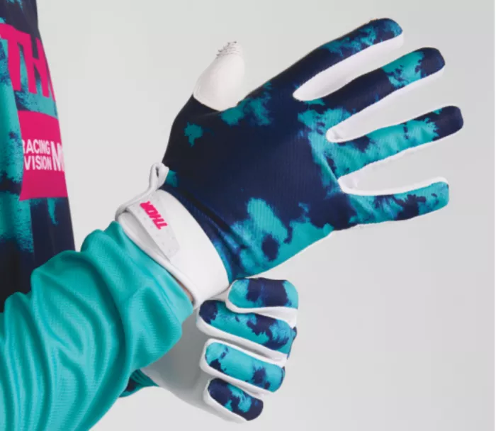 Dětské MX rukavice Thor Launchmode Bleach white/aqua