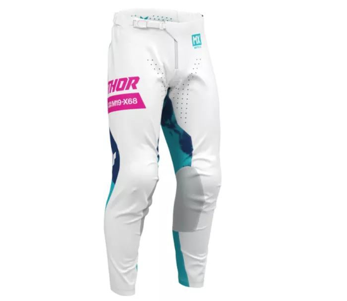 Motokrosové kalhoty Thor Launchmode Bleach white/aqua