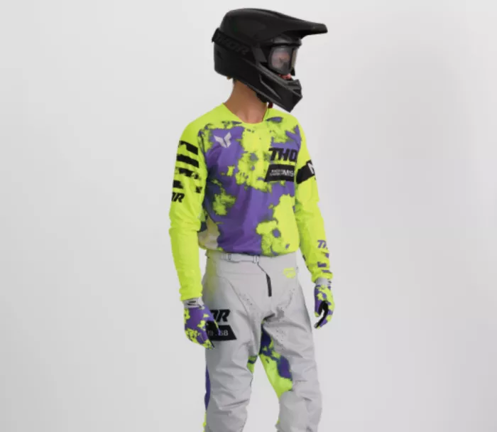 Pánský motokrosový dres Thor Launchmode Bleach gray/acid
