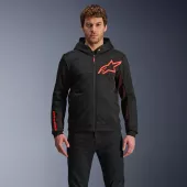 Pánská mikina na moto 2025 Alpinestars Chrome Air sport black/fluo red