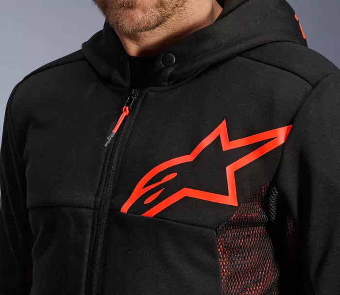 Pánská mikina na moto 2025 Alpinestars Chrome Air sport black/fluo red