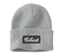 CARHARTT Knit Cuffed Script Patch beanie heather grey