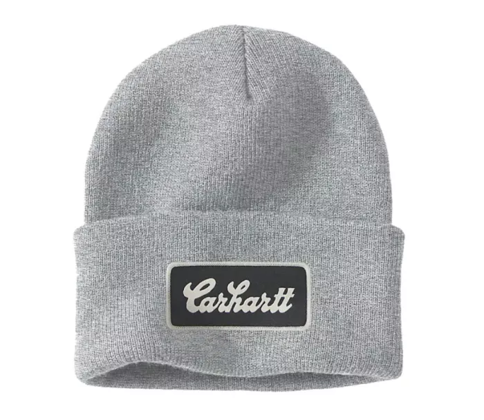 CARHARTT Knit Cuffed Script Patch beanie heather grey