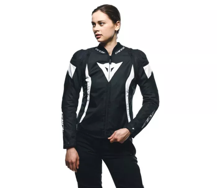 Dámská bunda na moto Dainese AVRO 5 TEX BLACK/WHITE