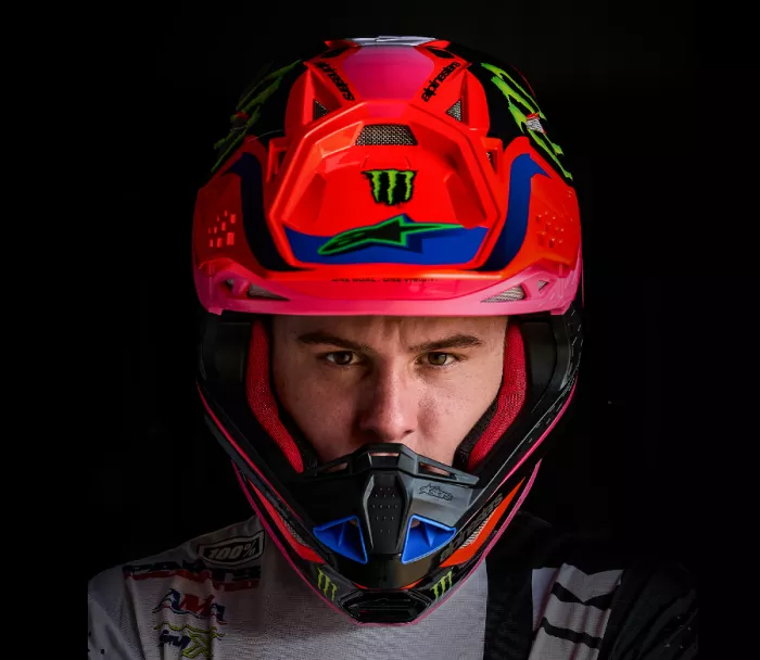 Motokrosová helma 2026 Alpinestars Supertech M10 Deegan orange/purple/pink glossy
