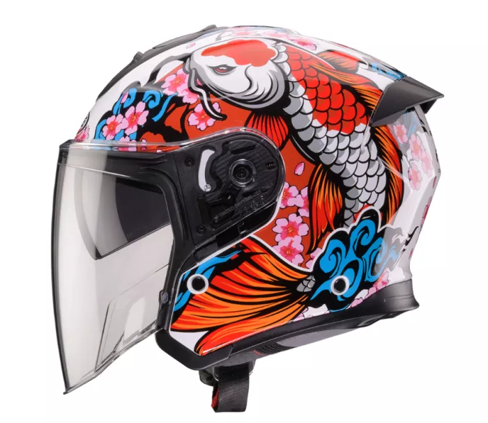 Otevřená helma Caberg FLYON II KOI white/red/orange/blue