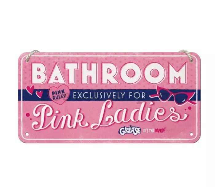 Závěsná cedule Grease - Pink Ladies Bathroom