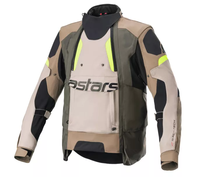 Pánská bunda 2025 Alpinestars Halo Drystar khaki/sand/yellow fluo