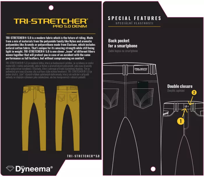 Pánské džíny na moto Trilobite Uptown skinny fit monolayer AAA blue