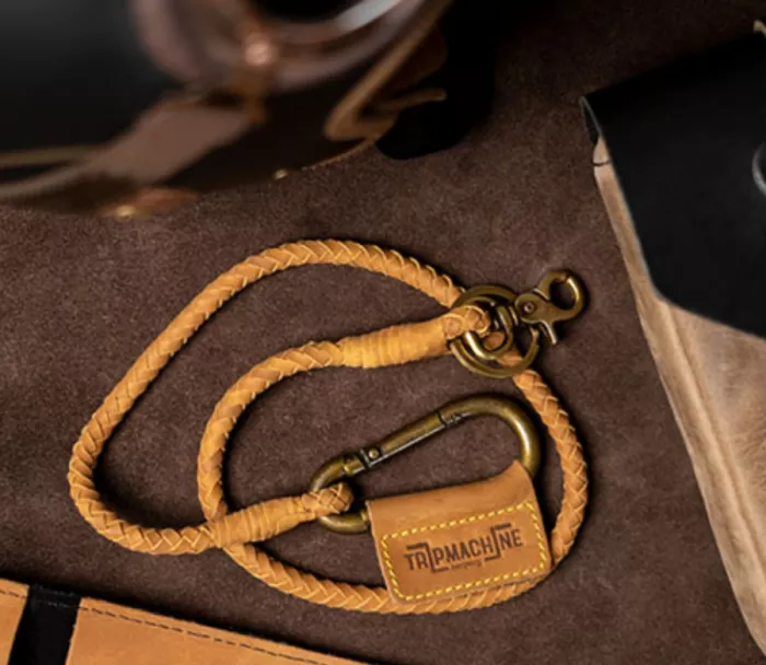 Trip Machine Braided key chain tan