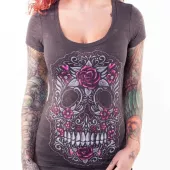 Dámské tričko Lethal Threat SKULL OF FLOWERS