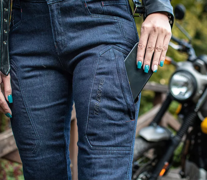 Dámské džíny na moto Trilobite Tactical dark blue