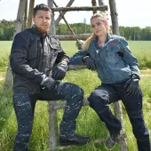 Kevlarové kalhoty na moto Trilobite 661 Parado blue digi camo (prodloužené)