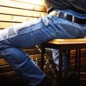 Kevlarové džíny na moto Trilobite 661 Parado blue SLIM (prodloužené)