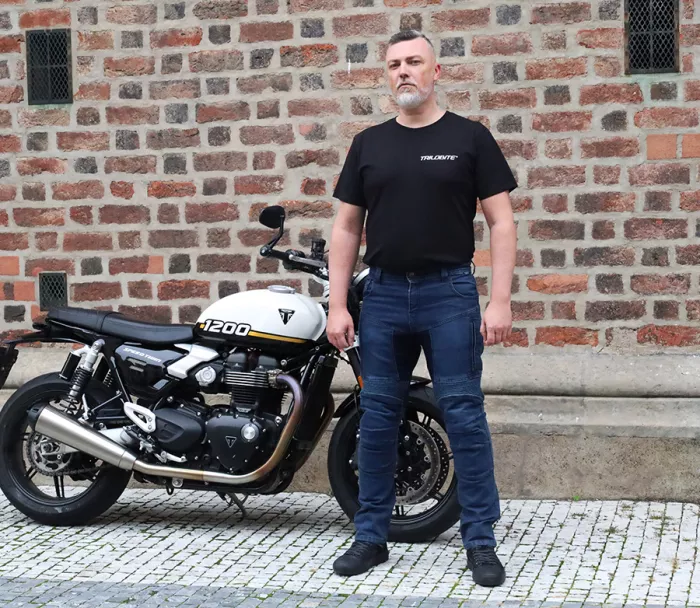 Kalhoty na moto Trilobite Parado doublelayer AAAA slim fit men blue level 2