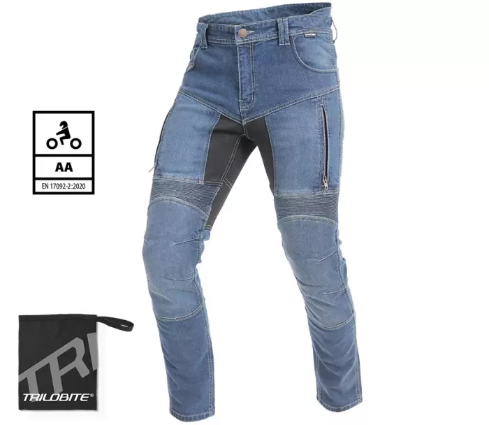 Pánské džíny na moto Trilobite 661 Parado skinny fit blue level 2