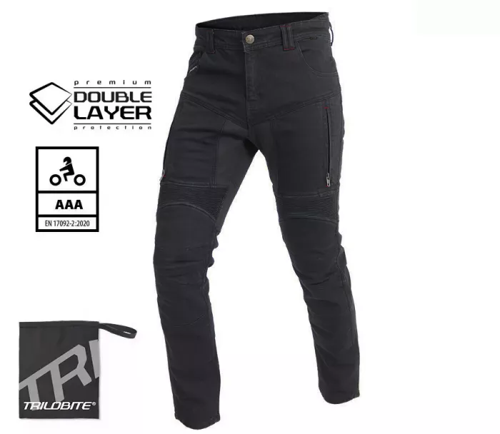 Pánské džíny na moto Trilobite Parado doublelayer AAA skinny fit black level 2