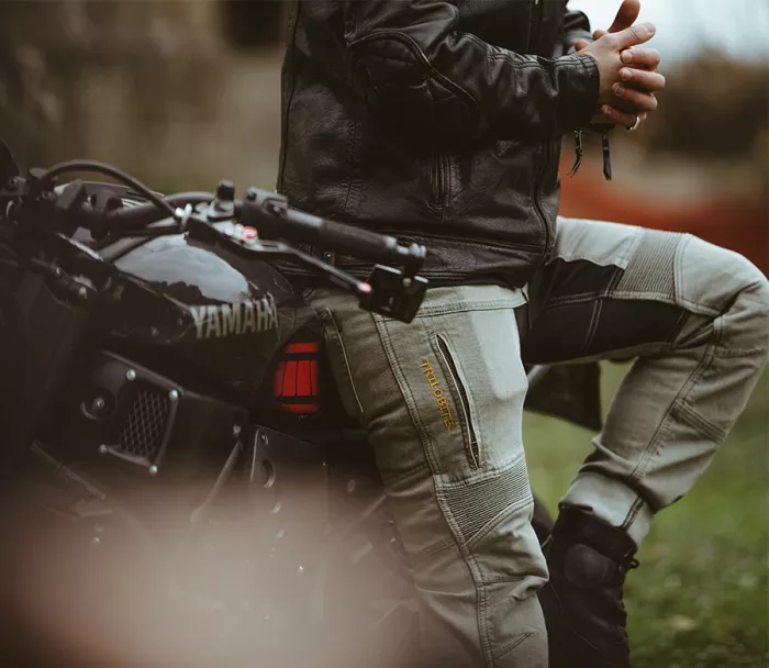 Kevlarové džíny na motorku Trilobite 661 Parado light grey SLIM