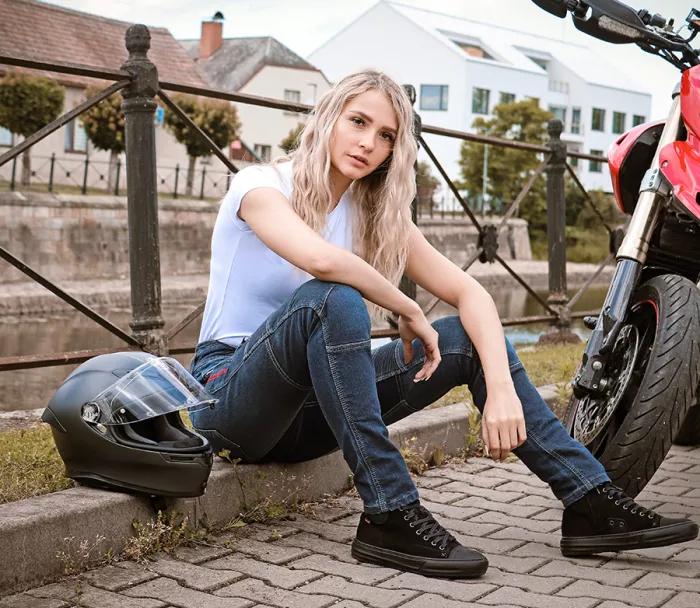 Dámské moto džíny Trilobite Parado monolayer AAA slim fit blue (Prodloužené)