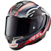 Integrální helma 2024 Alpinestars Supertech R10 Team black/carbon red fluo/dark blue matt