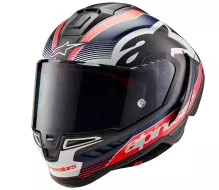 Integrální helma 2024 Alpinestars Supertech R10 Team black/carbon red fluo/dark blue matt
