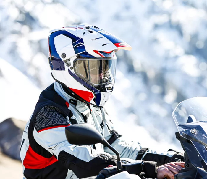 Helma na motorku Caberg Tanami Scram white/red/blue