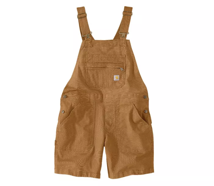 Krátké montérky CARHARTT RELAXED FIT CANVAS FEMALE SHORTALL BROWN