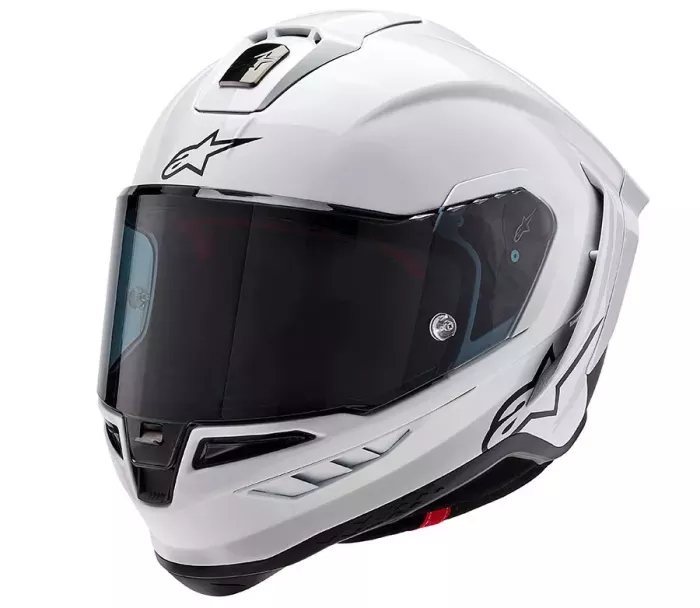 Závodní helma 2024 Alpinestars Supertech R10 Solid white glossy/black matt