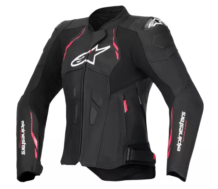 Dámská kožená bunda 2025 Alpinestars Stella Dusk black/diva pink/white