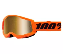 Motokrosové brýle 100% strata2 neon orange goggle mirror true gold lens