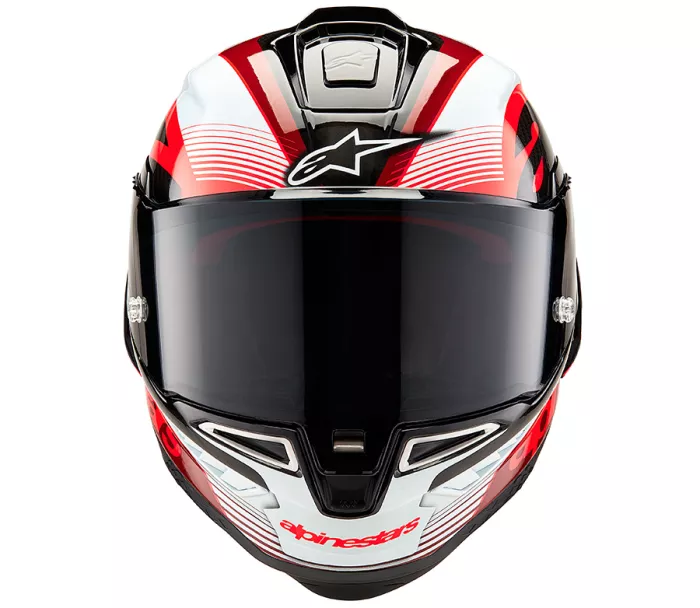 Závodní helma 2024 Alpinestars Supertech R10 Team black/carbon red/white glossy
