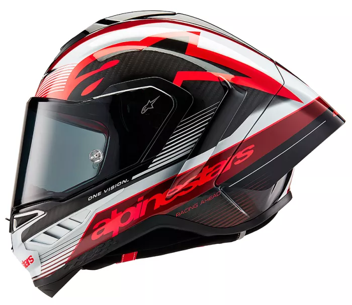 Závodní helma 2024 Alpinestars Supertech R10 Team black/carbon red/white glossy