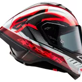 Závodní helma 2024 Alpinestars Supertech R10 Team black/carbon red/white glossy
