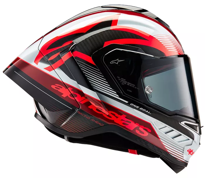 Závodní helma 2024 Alpinestars Supertech R10 Team black/carbon red/white glossy