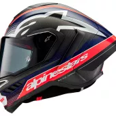 Integrální helma 2024 Alpinestars Supertech R10 Team black/carbon red fluo/dark blue matt