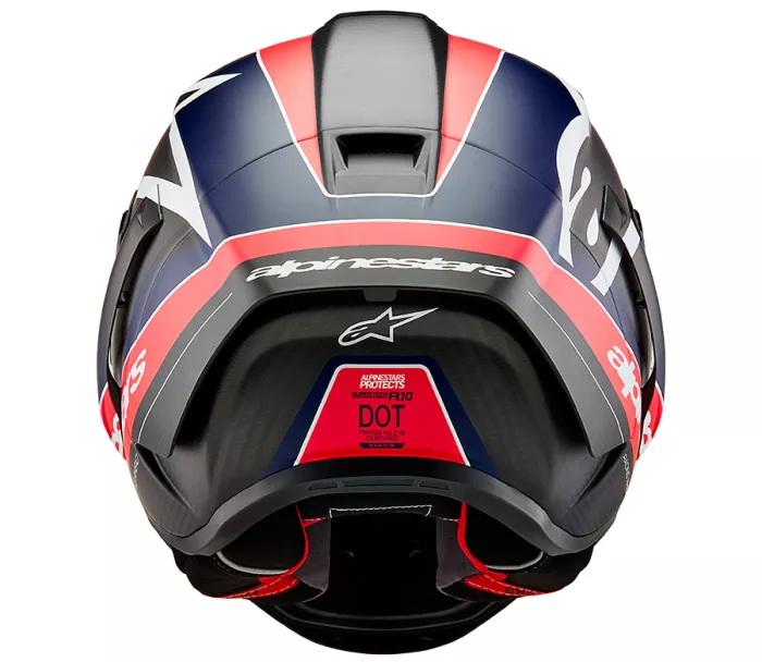 Integrální helma 2024 Alpinestars Supertech R10 Team black/carbon red fluo/dark blue matt