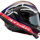 Integrální helma 2024 Alpinestars Supertech R10 Team black/carbon red fluo/dark blue matt
