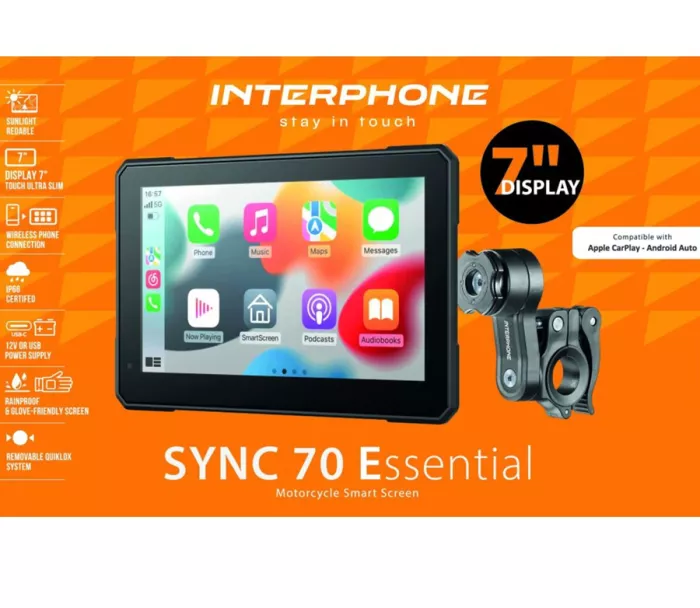 Interphone display SYNC70 ESSENTIAL - Apple CarPlay a Android Auto pro motocykly