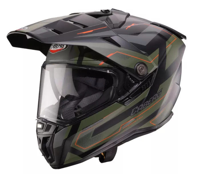 Helma na moto Caberg Tanami Ranger matt black/military green/orange