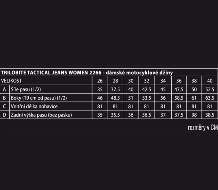 Dámské džíny na moto Trilobite Tactical dark blue