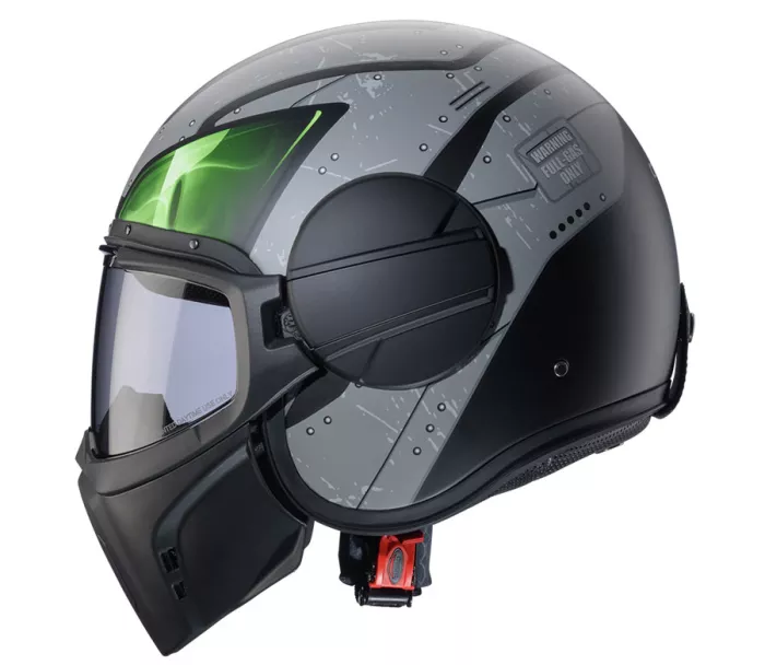 Otevřená helma Caberg Ghost X Vyrus matt black/grey/green fluo