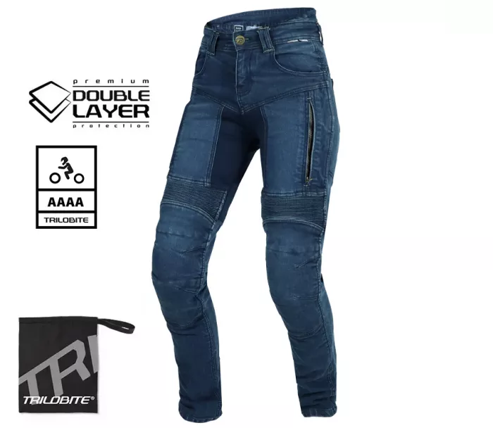 Dámské džíny na moto Trilobite Parado doublelayer AAAA slim fit blue level 2
